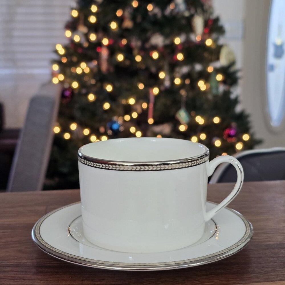 New Kate Spade x Lenox Sonora Knot Cup & Saucer Set Bone China Made in the USA